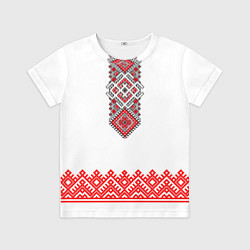 Детская футболка Славянская вышиванка с узорами и оберегом