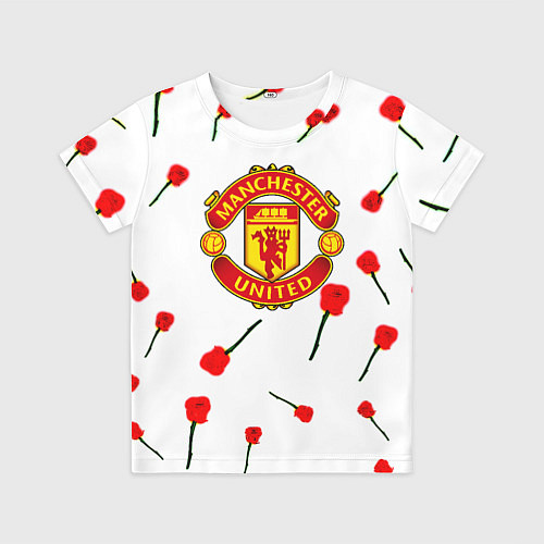 Детская футболка Манчестер Юнайтед розы паттерн / 3D-принт – фото 1