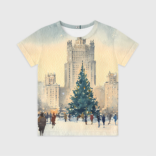 Детская футболка Москва новогодняя елка / 3D-принт – фото 1