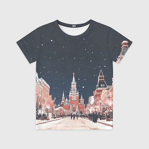 Детская футболка Праздничная ночь в Москве / 3D-принт – фото 1
