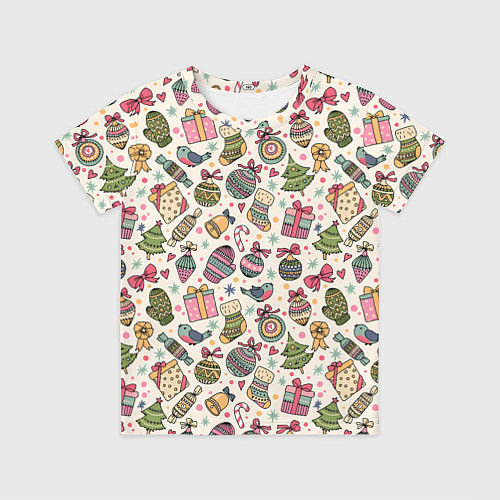 Детская футболка Новогодний паттерн / 3D-принт – фото 1