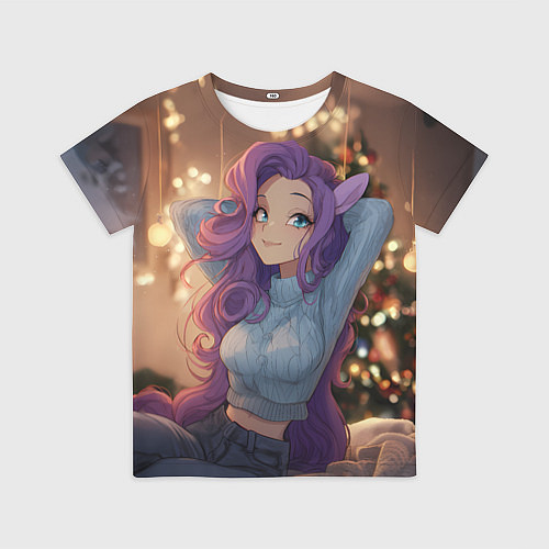 Детская футболка Девушка в образе лошадки на новый год / 3D-принт – фото 1