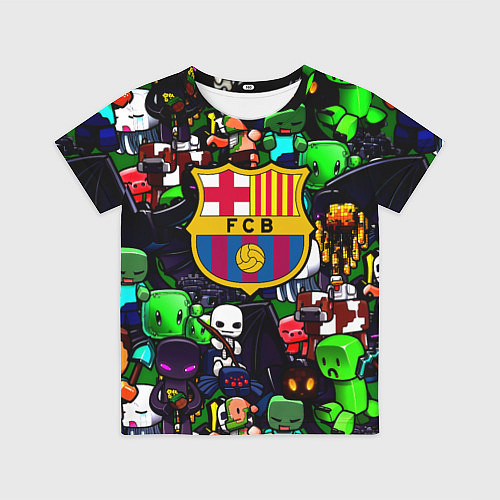 Детская футболка Minecraft x barcelona fc / 3D-принт – фото 1