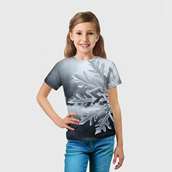Футболка детская Снежинка на черно белое, цвет: 3D-принт — фото 2
