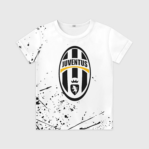 Детская футболка Ювентус черные краски всплеск / 3D-принт – фото 1