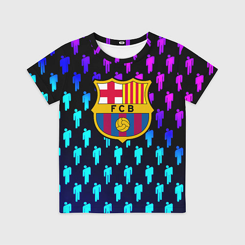Детская футболка Barcelona люди градиент неон / 3D-принт – фото 1