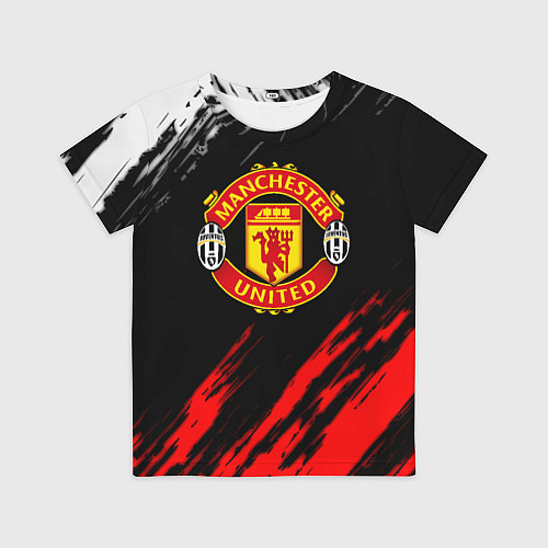 Детская футболка Манчестер Юнайтед x Ювентус краски / 3D-принт – фото 1