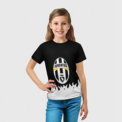Футболка детская Ювентус белый огонь текстура, цвет: 3D-принт — фото 2