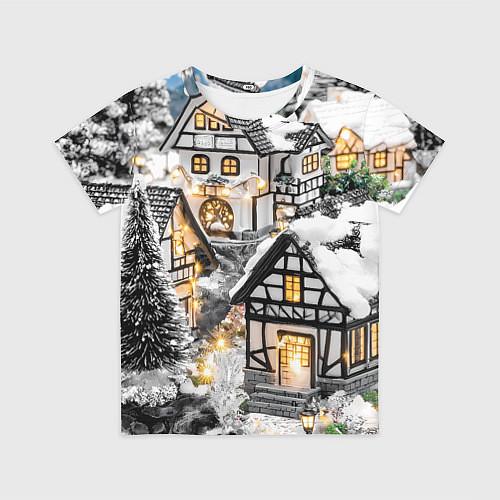Детская футболка Объемные новогодние дома / 3D-принт – фото 1