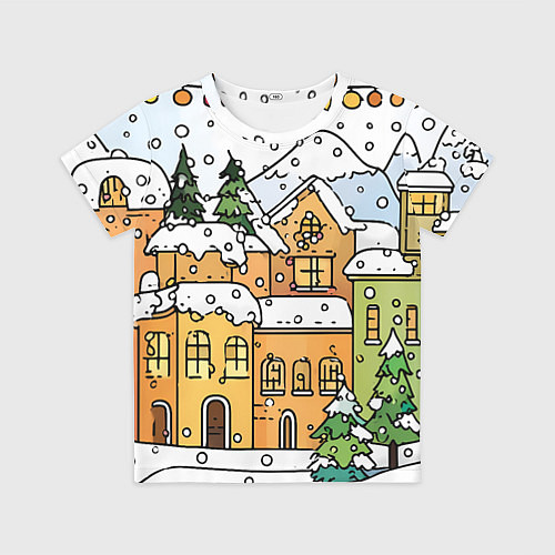 Детская футболка Новогодний снегопад / 3D-принт – фото 1