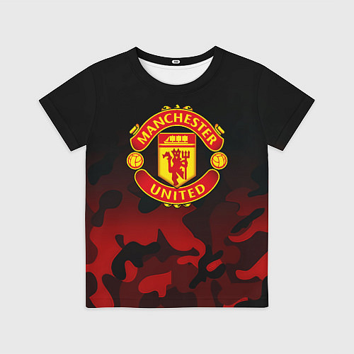 Детская футболка Манчестер Юнайтед камуфляж текстура / 3D-принт – фото 1