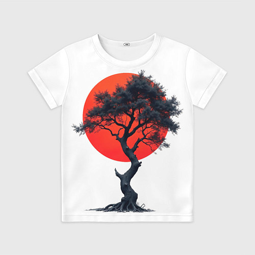 Детская футболка Японское дерево и солнце / 3D-принт – фото 1