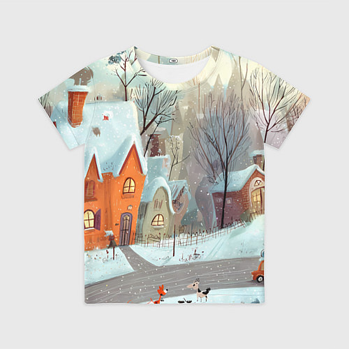 Детская футболка Милый новогодний дворик / 3D-принт – фото 1