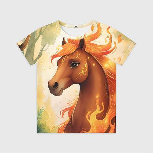 Детская футболка Милая огненная лошадь / 3D-принт – фото 1