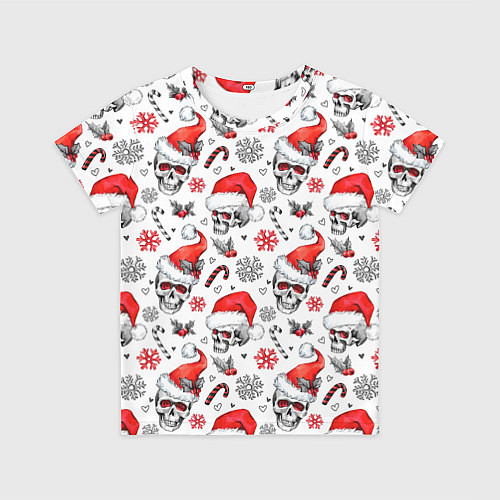 Детская футболка Новогодние черепа / 3D-принт – фото 1