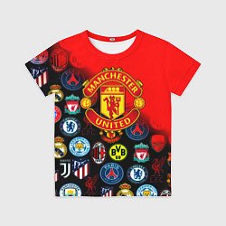 Футболка детская Манчестер Юнайтед логотипы команд, цвет: 3D-принт