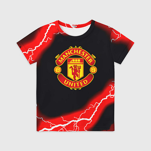 Детская футболка Манчестер Юнайтед шторм молнии / 3D-принт – фото 1