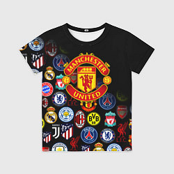 Детская футболка Манчестер логотипы команд
