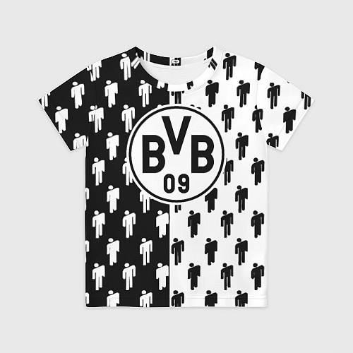 Детская футболка Borussia черно белые люди / 3D-принт – фото 1
