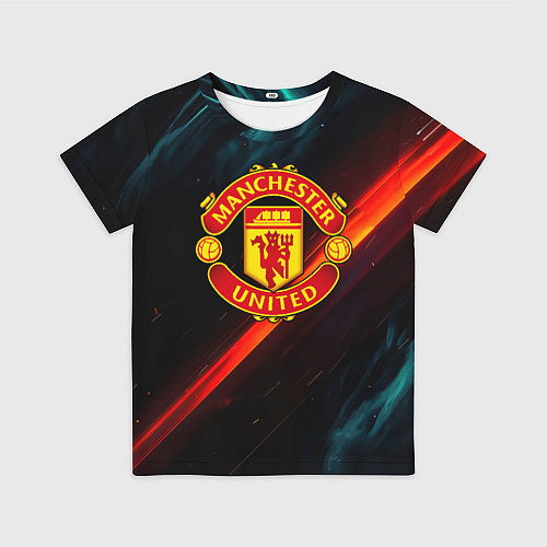 Детская футболка Манчестер Юнайтед абстракция / 3D-принт – фото 1