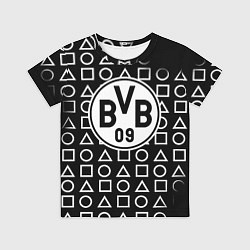 Детская футболка Borussia геометрия черно белая