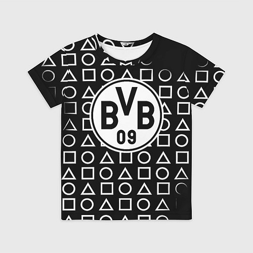 Детская футболка Borussia геометрия черно белая / 3D-принт – фото 1