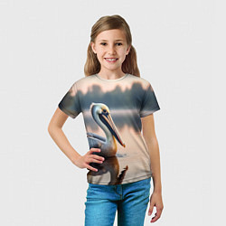 Футболка детская Пеликан на рассвете, цвет: 3D-принт — фото 2