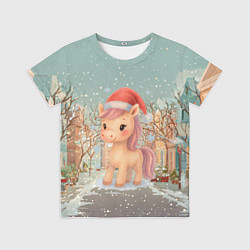 Футболка детская Маленькая новогодняя милая лошадка, цвет: 3D-принт