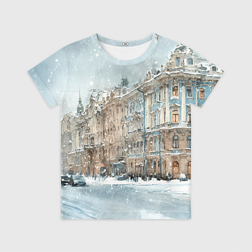 Детская футболка Снежный день в Санкт-Петербурге / 3D-принт – фото 1