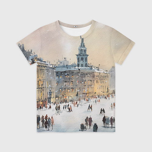 Детская футболка Снежный зимний Питер / 3D-принт – фото 1