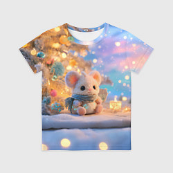 Футболка детская Новогодняя милая мышка, цвет: 3D-принт