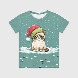 Детская футболка Недовольный новогодний котик