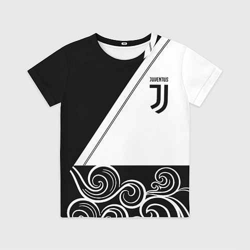 Детская футболка Ювентус геометрия полосы текстура / 3D-принт – фото 1