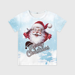 Футболка детская Санта в зимнем лесу, цвет: 3D-принт
