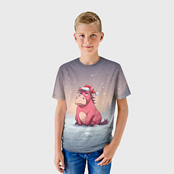 Футболка детская Розовая новогодняя лошадка, цвет: 3D-принт — фото 2