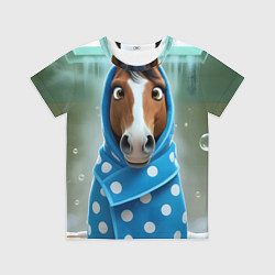 Футболка детская Конь в полотенце, цвет: 3D-принт