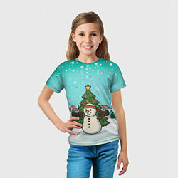 Футболка детская Снеговик - Новогодний Зож, цвет: 3D-принт — фото 2