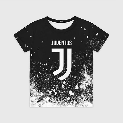 Детская футболка Ювентус всплеск белых красок / 3D-принт – фото 1
