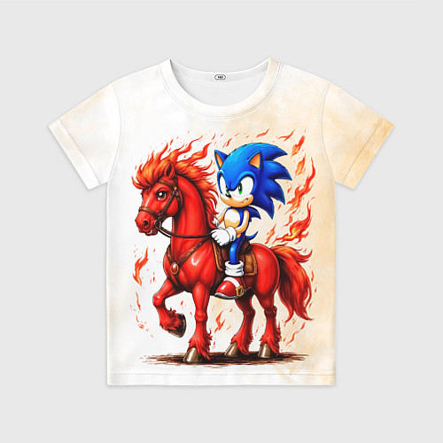 Детская футболка Соник верхом на коне / 3D-принт – фото 1