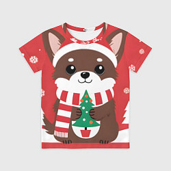 Футболка детская Новогодний пес с елочкой, цвет: 3D-принт