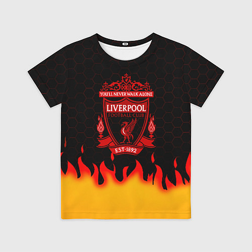 Детская футболка Liverpool огонь спорт / 3D-принт – фото 1