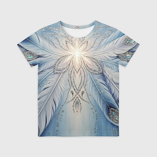 Детская футболка Ледяной перьевой орнамент со светом / 3D-принт – фото 1