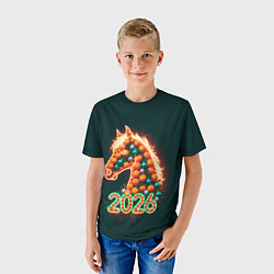 Футболка детская Праздничная лошадь 2026, цвет: 3D-принт — фото 2