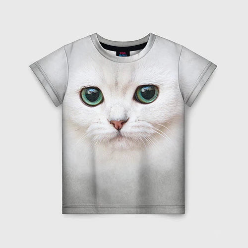 Детская футболка Белый котик / 3D-принт – фото 1