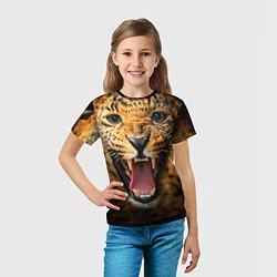 Футболка детская Рык леопарда, цвет: 3D-принт — фото 2
