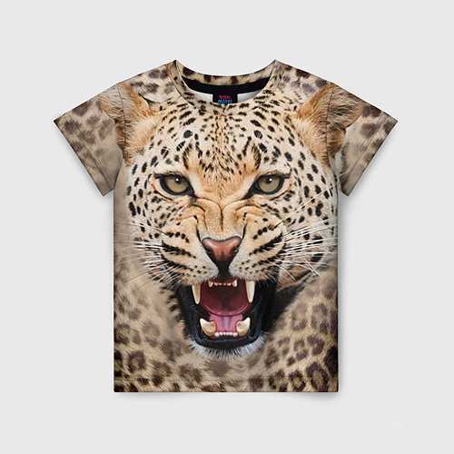 Детская футболка Взгляд леопарда / 3D-принт – фото 1