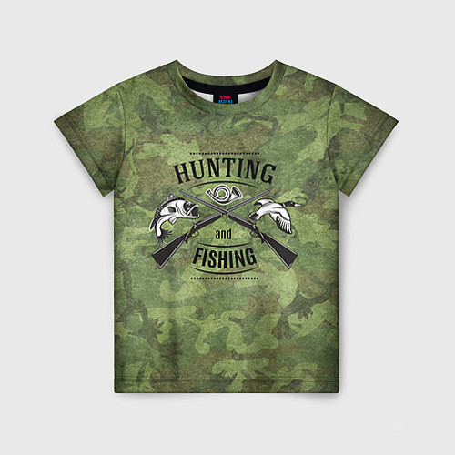 Детская футболка Hunting & Fishing / 3D-принт – фото 1