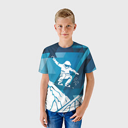 Футболка детская Горы и сноубордист, цвет: 3D-принт — фото 2