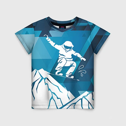 Детская футболка Горы и сноубордист / 3D-принт – фото 1
