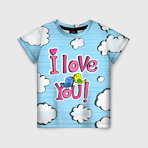 Детская футболка I Love You / 3D-принт – фото 1